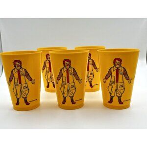 Vintage Ronald McDonald Plastic Yellow Cups Tumblers Lot of 5